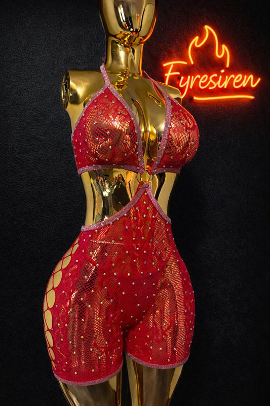 Oh She Fiery Bedazzled Romper